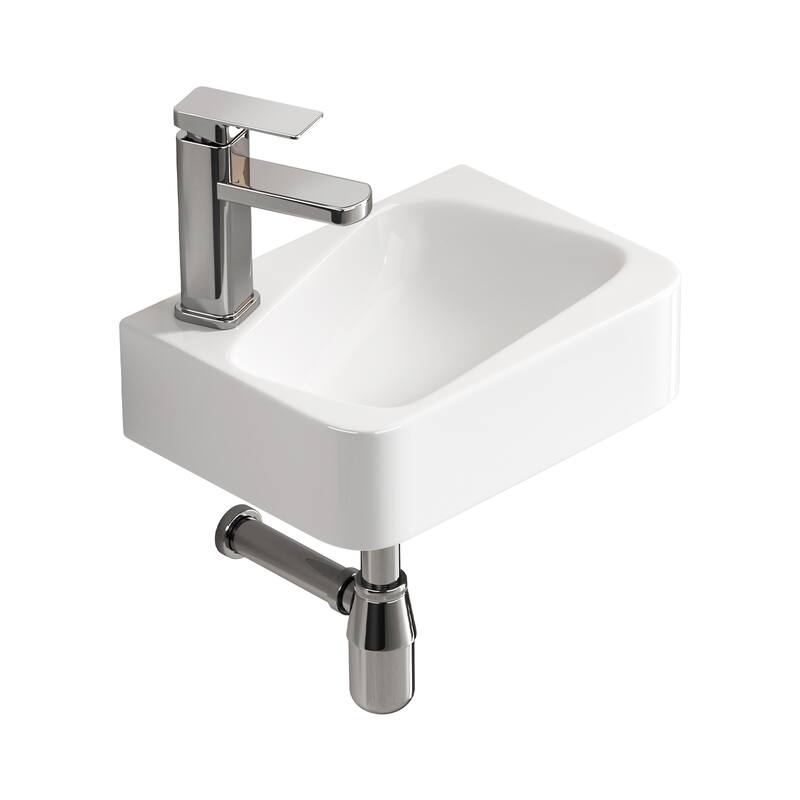 Modern Ceramic Art Basin Sink Set with Faucet and Drain - Left