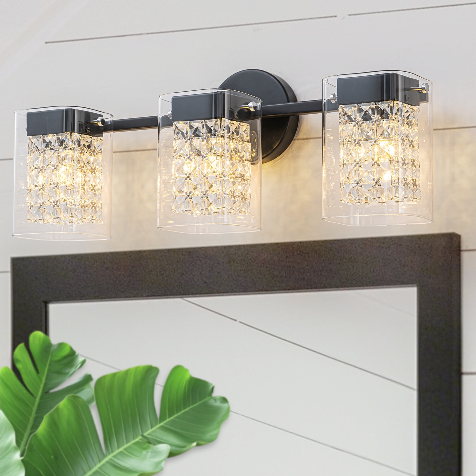 Crystal Vanity Light Wall Sconce Clear Glass Shades Bathroom