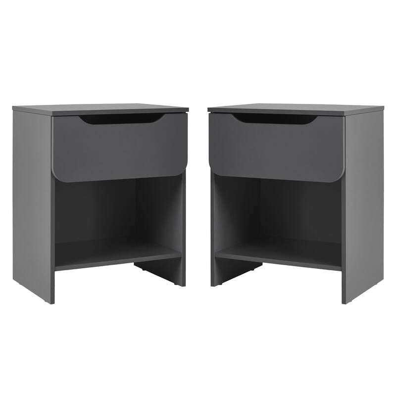 Middlebrook Designs Modern 1-Drawer Nightstand with Cubby (Set of 2)