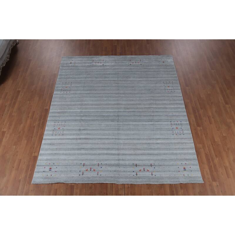 Hand Knotted Oriental 100% Wool Carpet Tribal Tribal Greys & Charcoal Gabbeh Area Rug - 10' 0'' X 8' 7''