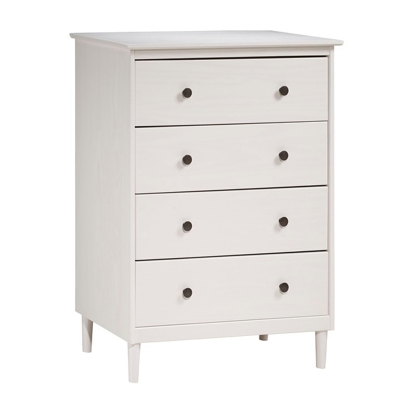 Office Accents Modern 4 Drawer Solid Pine Wood Dresser - White