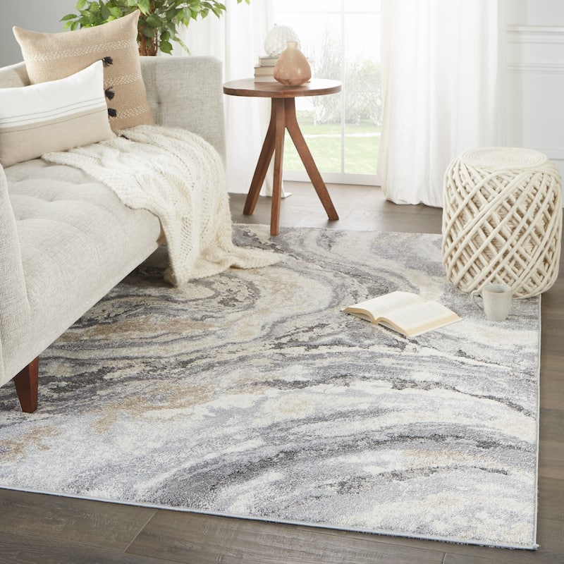 Gatlin Abstract Gray/ Cream Area Rug