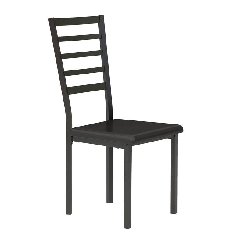 Black Finish 2-Piece Writing Desk Set with Chair Industrial Style Metal Frame Faux Leather Upholstery