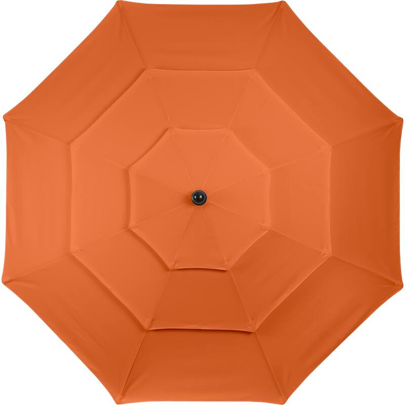 10 ft Patio Umbrella, 3-Tiered Sunshade with Push Button Tilt and Easy-Open Crank, Outdoor Umbrella for Deck, Yard