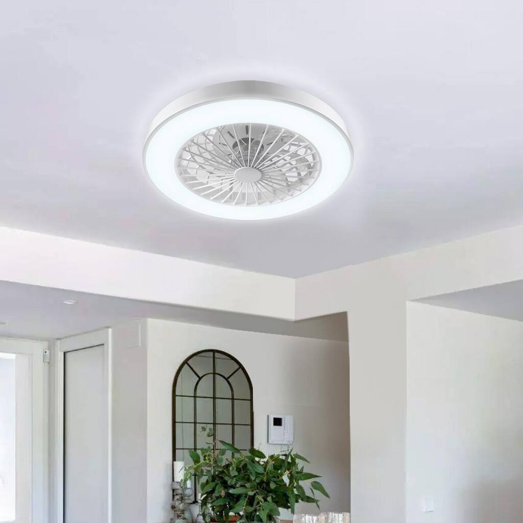 19 inch 5 Blades White Ceiling Fan with Light and Remote Control