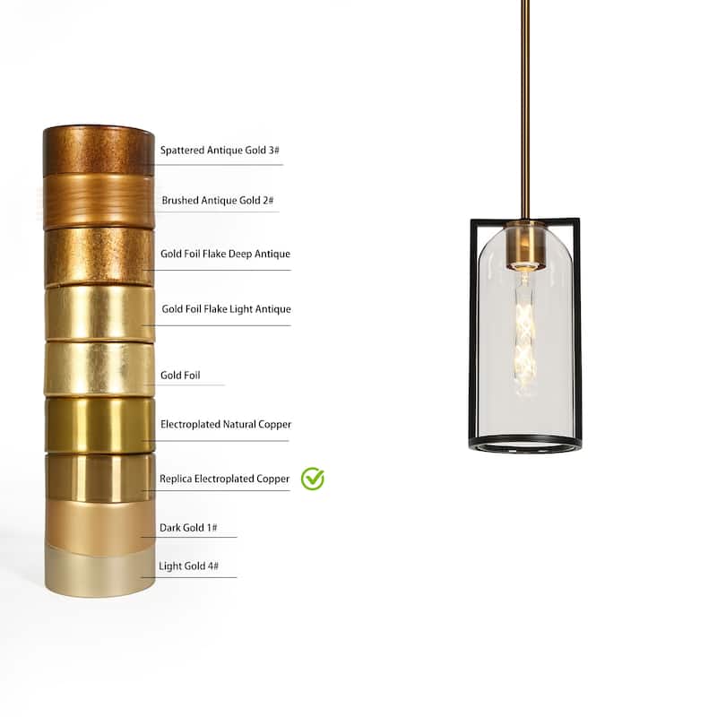 Modern 1-Light Black Gold Kitchen Island Pendant Light with Clear Glass for Dining Room