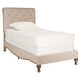 preview thumbnail 1 of 0, SAFAVIEH Hathaway Taupe Linen Upholstered Tufted Rolled Back Bed (Twin)