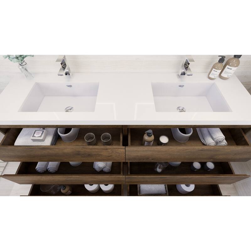 Aron 72'' Freestanding Vanity with Double Reinforced Acrylic Sink