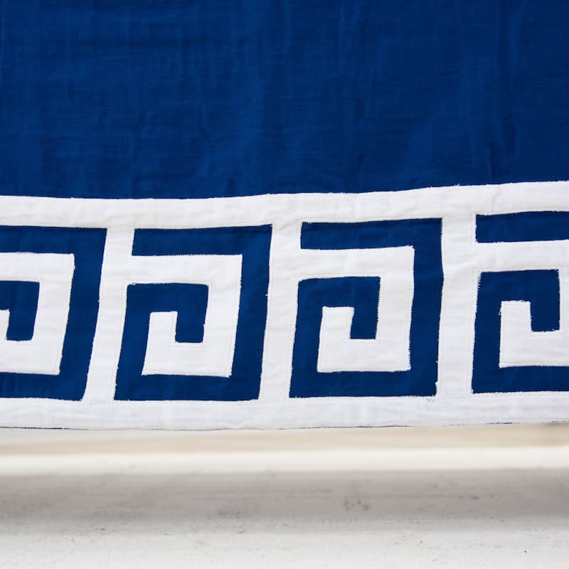Rizzy Home Adair Greek Key Crib Skirt - 26" X 51" - Navy/White