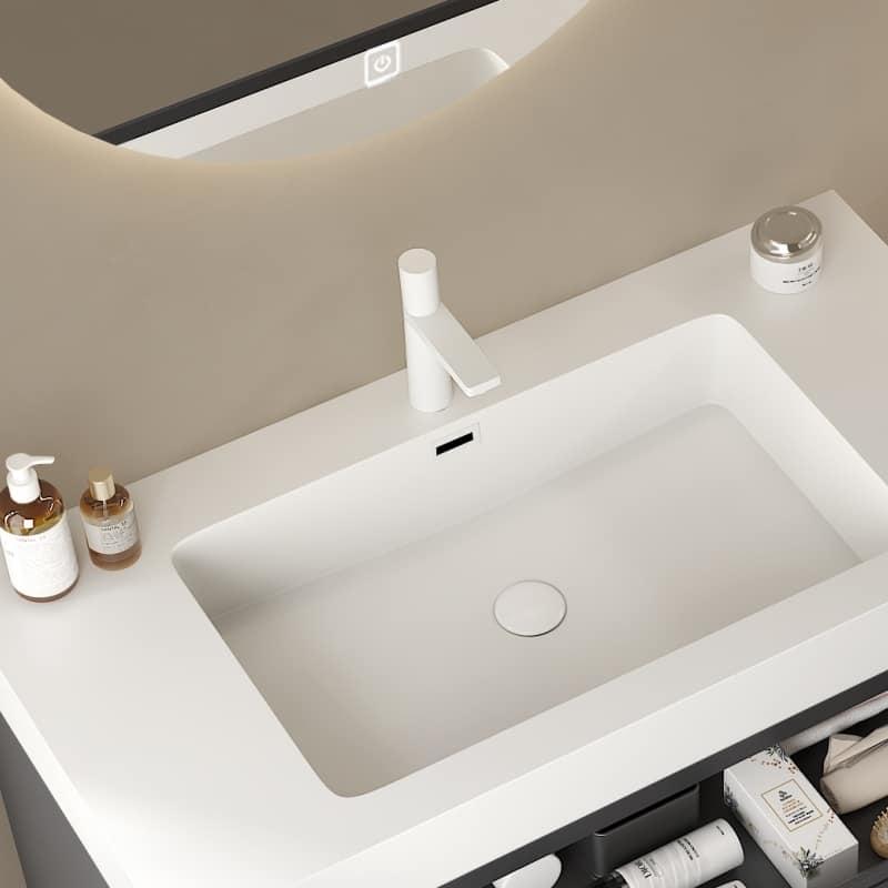 GDFStudio - Modern Integrated Rectangular Undermount Basin, WITHOUT Drain and Faucet