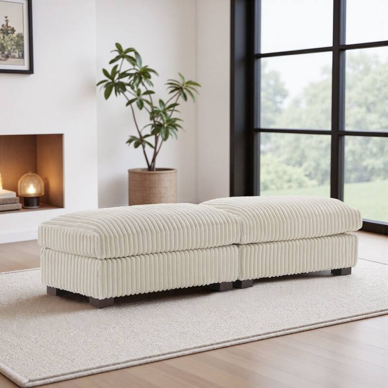 Fauxfur Ottoman Bench - White