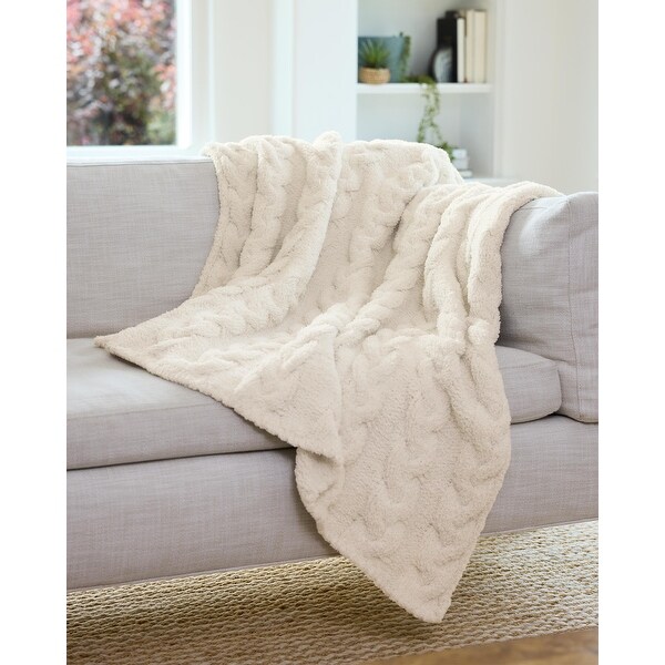 Tommy Bahama Chenille Cable Knit Solid Throw Blanket - Bed Bath