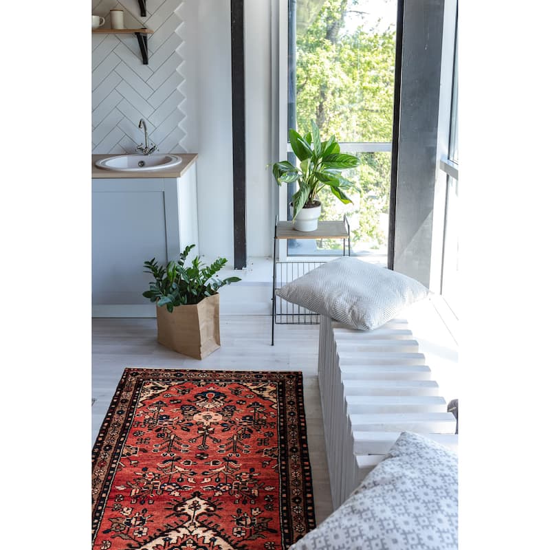 ECARPETGALLERY Hand-knotted Andelz Red Wool Rug - 3'1 x 9'5