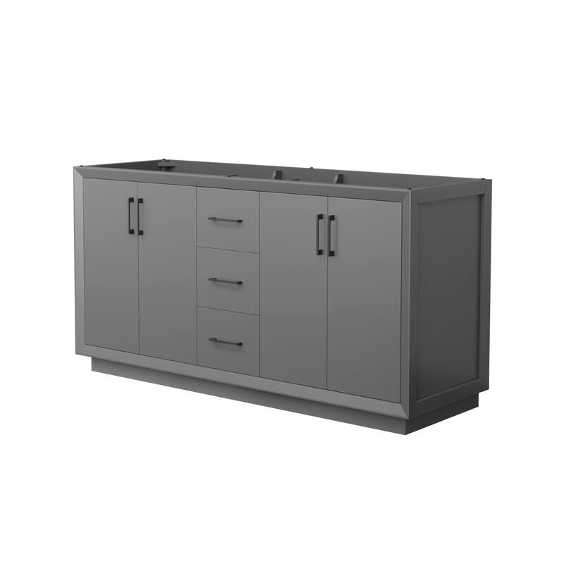Wyndham Collection WCF414166D-CXSXX-MXX Strada 65" Double Free - Dark Gray / Matte Black Hardware