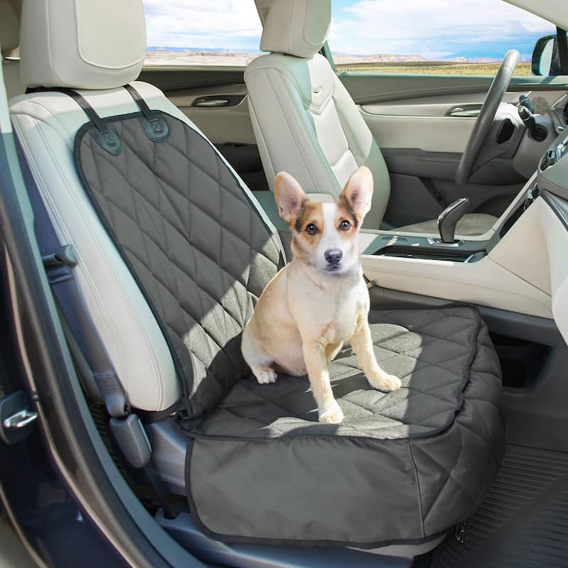 GOOPAWS Dog Front Car Seat Cover, Waterproof, Scratch Proof & Non Slip, Durable Pet Front Car Seat Cover for Trucks, SUV - Grey