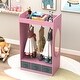 preview thumbnail 6 of 13, Costume RackOpen Hanging Armoire Closet with Mirror-PINK