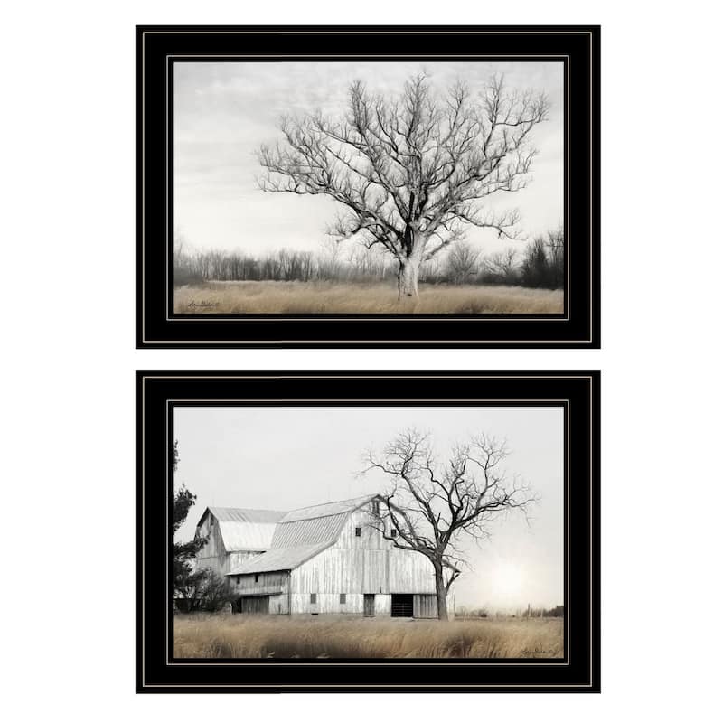 TrendyDecor4U Contemporary "Ohio Fields I" Framed Print Wall Art by Lori Deiter - Black