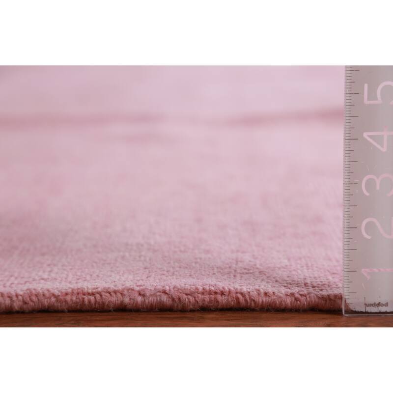 Hand Knotted Oriental 100% Wool Carpet Modern Solid Pink Gabbeh Area Rug - 12' 4'' X 9' 1''