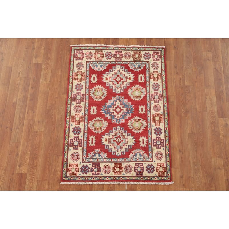 Pakistan Red Kazak Accent Rug Wool Carpet - 2'10" x 4'2"