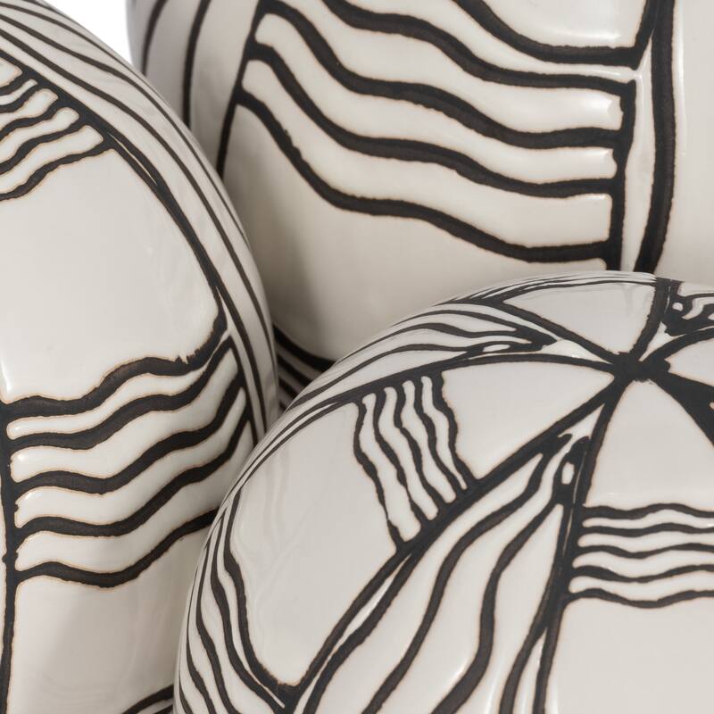 Sagebrook Home Neutral Modern Ceramic Decorative Orbs Set - 6" x 6" x 6"