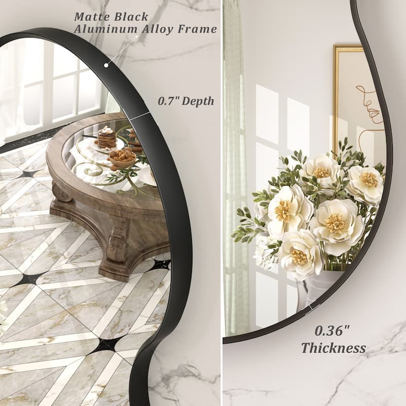 Irregular Wall Mirror Asymmetrical Decorative Wall Mirror Black 5 year warranty