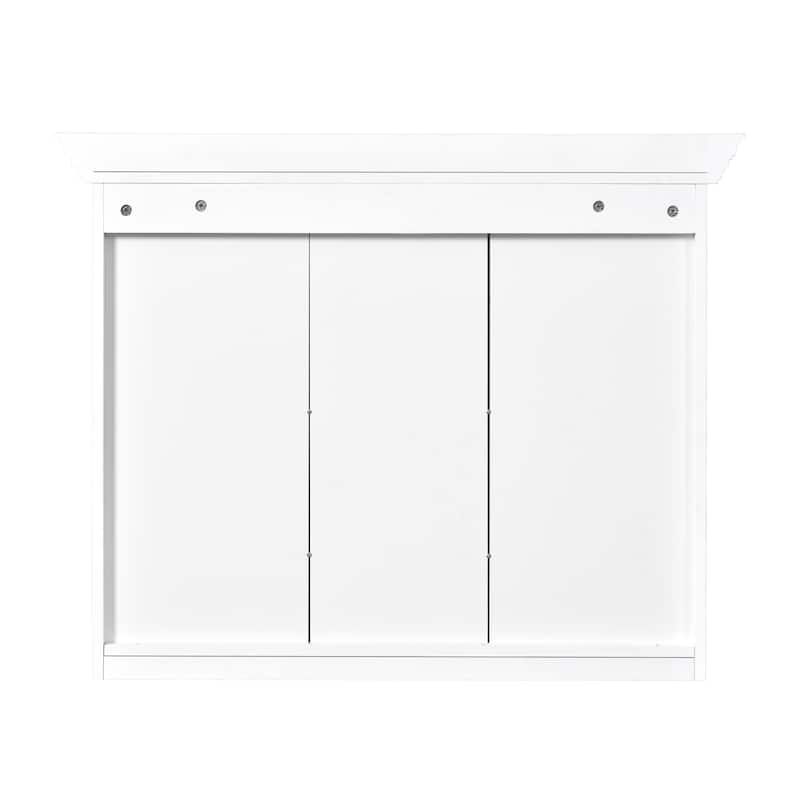 Roomfitters 35" Medicine Cabinet with Mirror, Wall Mounted Bathroom Cabinet with 5 Adjustable Shelves and Glass Doors, White