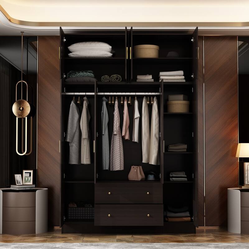 63"W Family Wardrobe/Armoire/Closet by Timechee with Mirror Doors