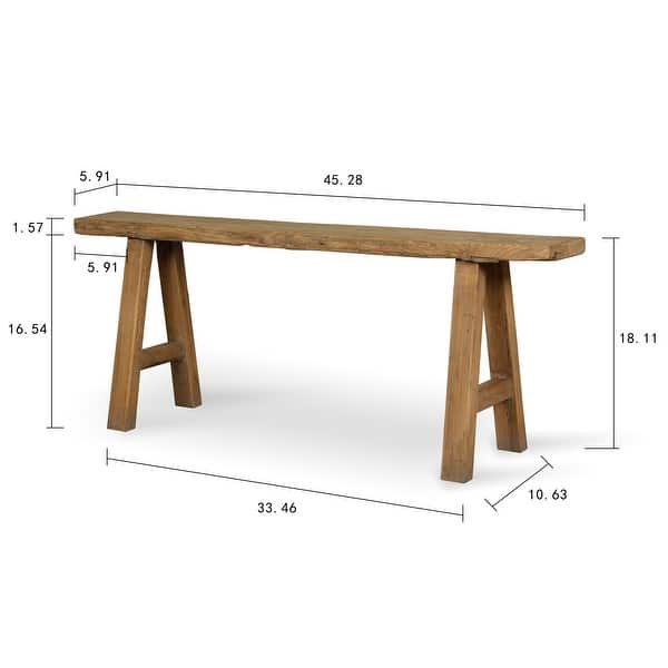 Artissance 43"L Natural Wood Indoor Outdoor Small Noodle Bench, Entryway Hallway Patio Seating