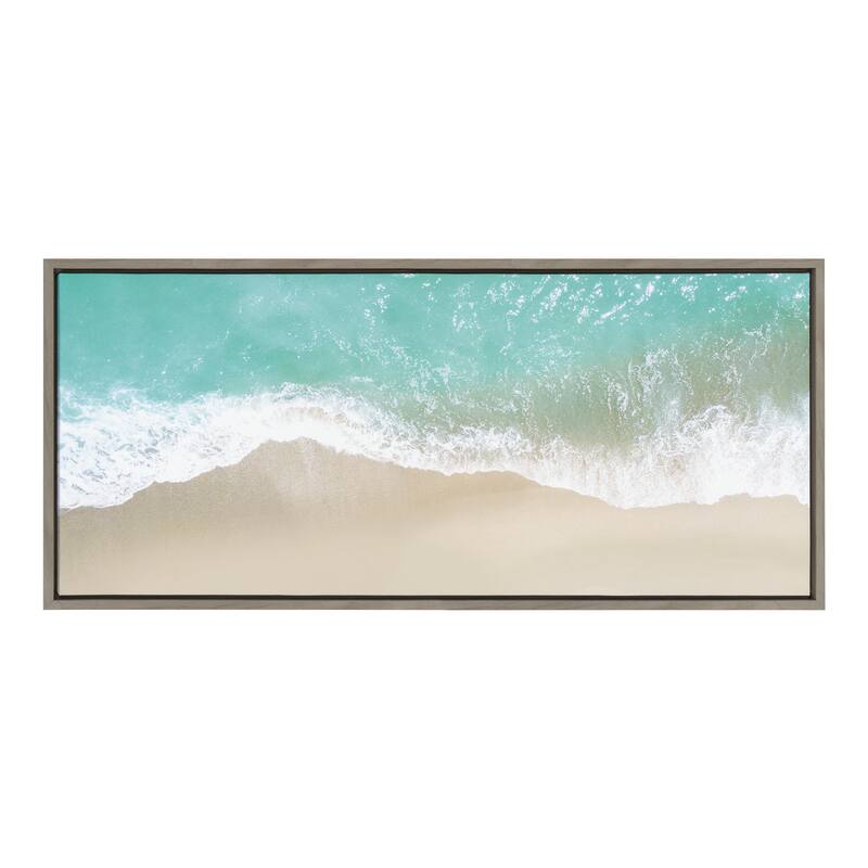 Kate and Laurel Sylvie Ocean Frame Canvas by The Creative Bunch Studio - 18x40 - Plastic - Grey
