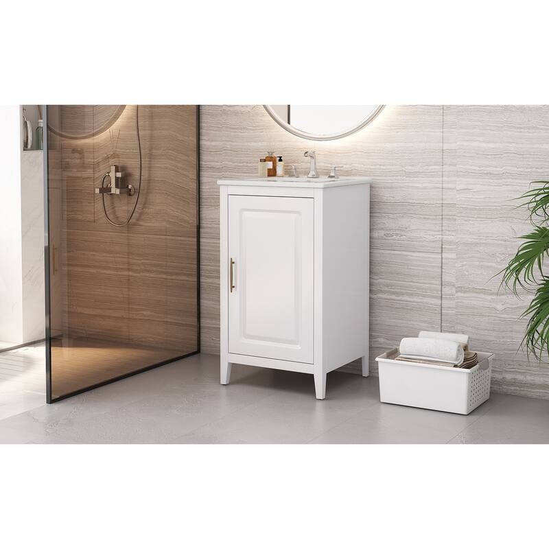 20.3" Bathroom Vanity with Sink, Drawer, Door Shelf, Soft-Closing Door