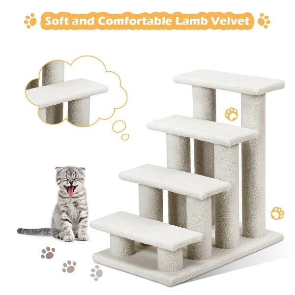 Shop Gymax 24 4 Step Pet Stairs Carpeted Ladder Ramp 8