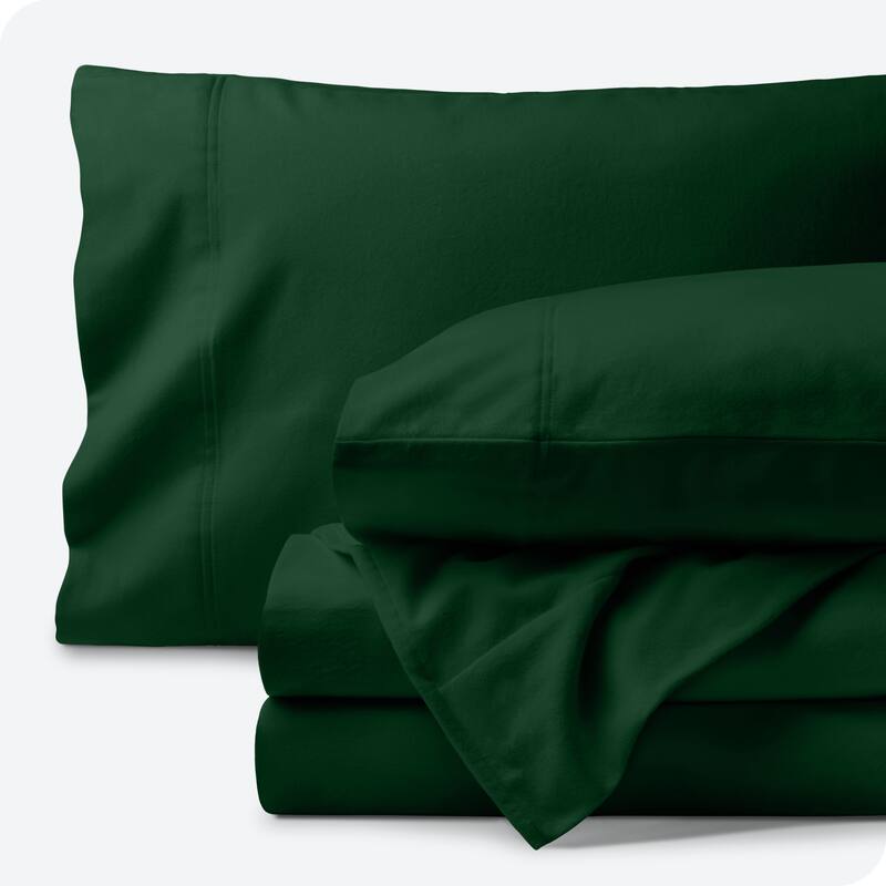 Bare Home Organic Cotton Flannel Sheet Set - Twin - Forest Green
