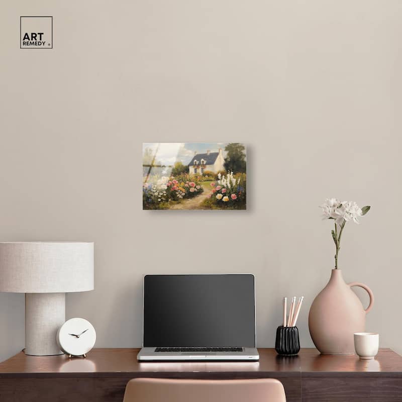 Floral Welcome Acrylic by Art Remedy, Ready to Hang