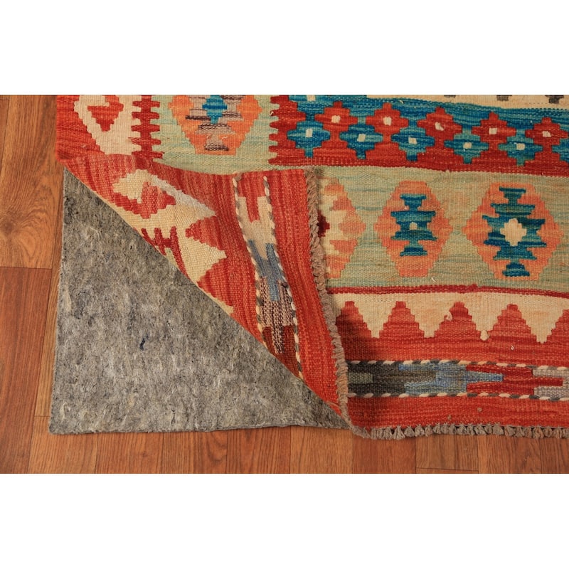 Trellis Geometric Kilim Oriental Area Rug Hand-Woven Wool Carpet - 8'2"x 9'6"