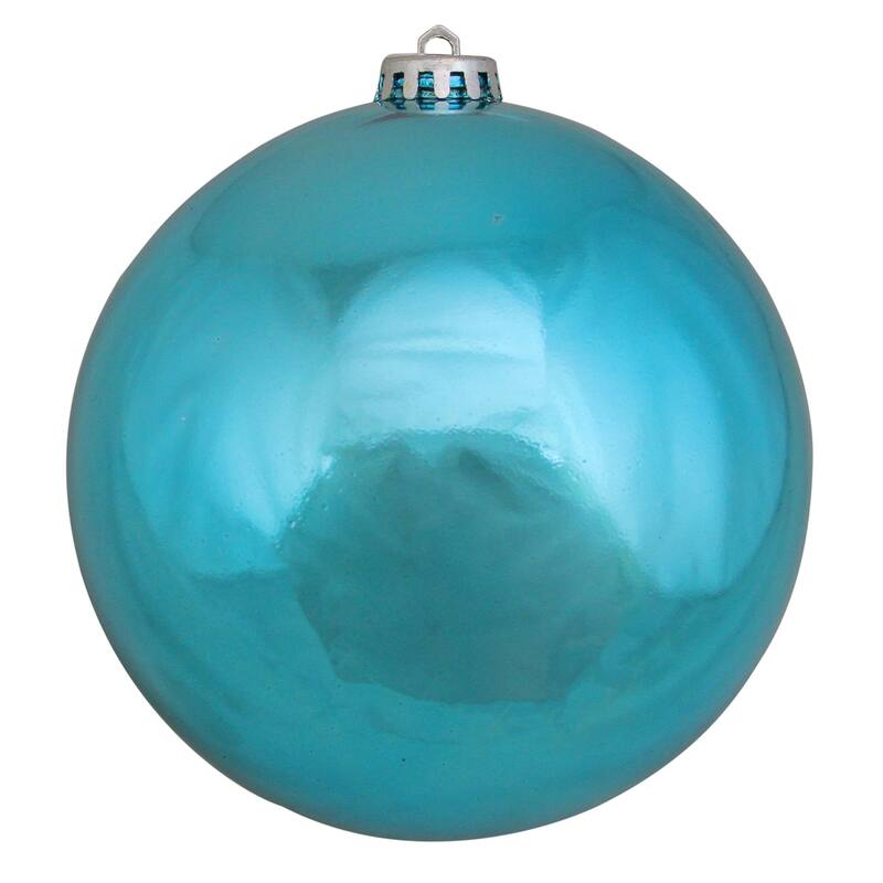 Turquoise Blue Shatterproof Shiny Christmas Ball Ornament. - Plastic