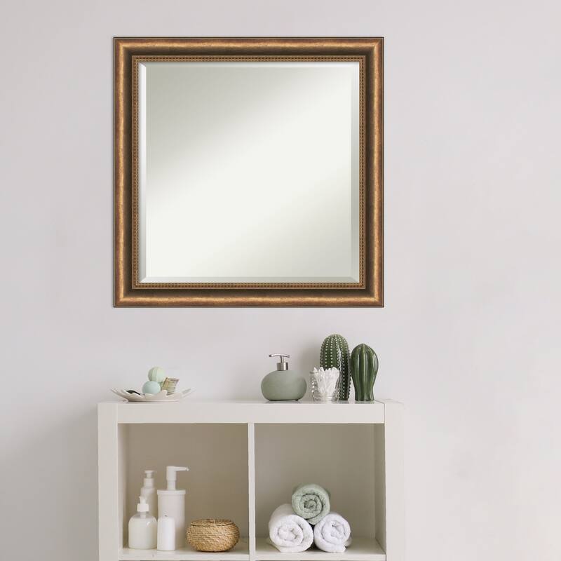 Beveled Wood Bathroom Wall Mirror - Manhattan Bronze Frame