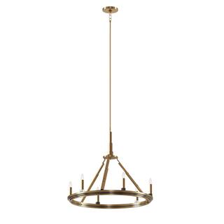 Kichler Emmala 24 inch 6 Light Chandelier in Brushed Natural Brass and Black