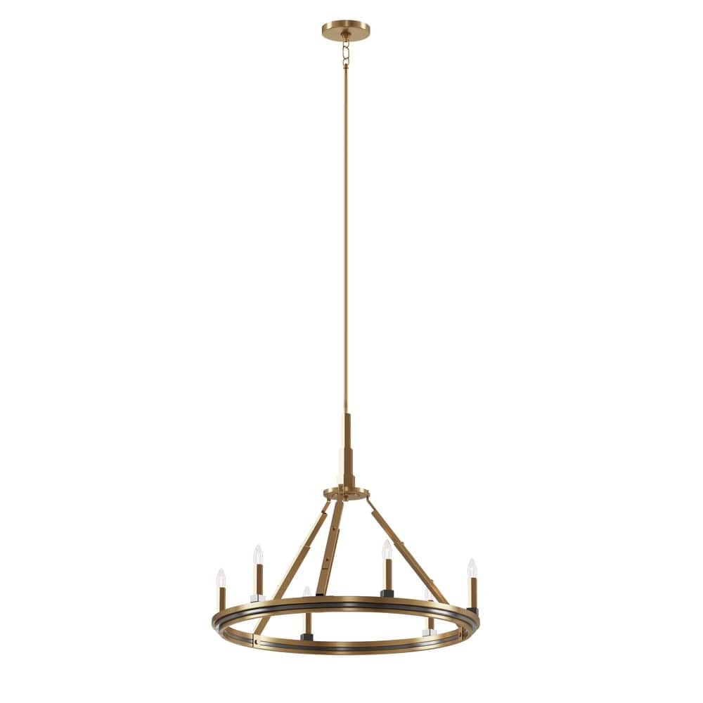 Kichler Emmala 24 inch 6 Light Chandelier in Brushed Natural Brass and Black