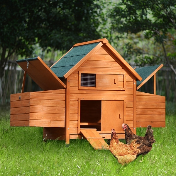 Wood Chicken Coop for 2-3 Chickens, Small Animal Cage Bunny Hutch - Medium. Opens flyout.