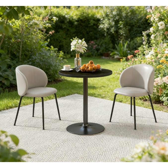 Round Dining Table Work Table with Wood Textured Top, 27.6" Kitchen Table Coffee Table Meeting Table