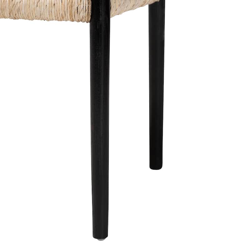 Onda Handwoven Seagrass Dining Chair - Natural Fiber Wicker Armchair with Mahogany Wood Frame for Dining Room or Living Space