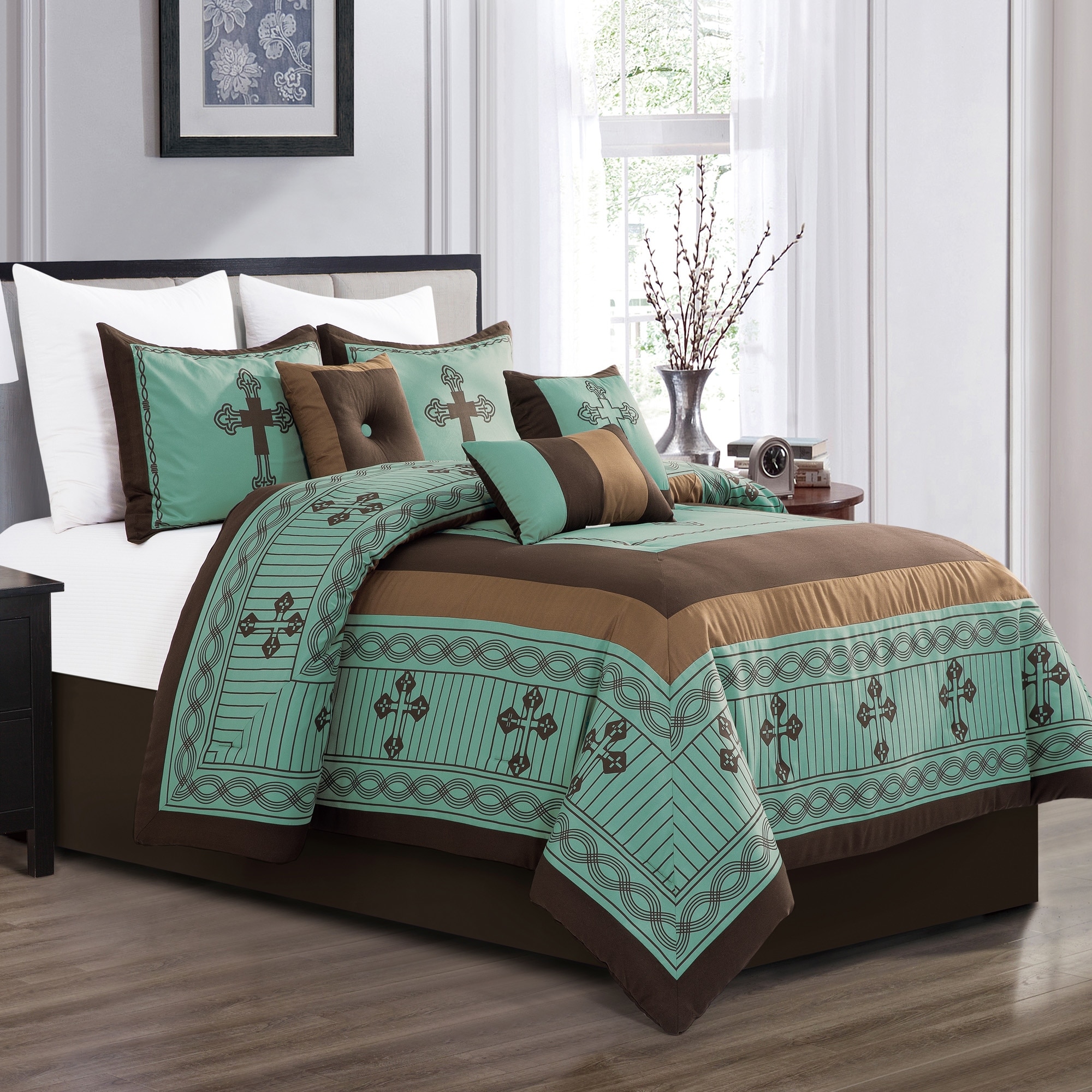 Texas Praying Cowboy Cross Western Quilt Bedspread Comforter 3 Pcs Oversize Set 