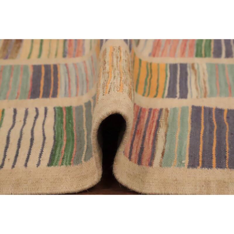 Hand Woven Oriental 100% Wool Carpet Southwestern Modern Multi-Colored Kilim Area Rug - 5' 11'' X 4' 1''