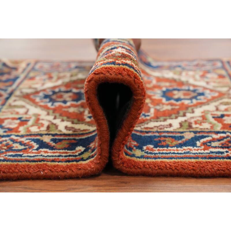 Hand Knotted Oriental 100% Wool Carpet Traditional Medallion Oranges & Rust Heriz (serapi) Area Rug - 3' 0'' X 2' 0''