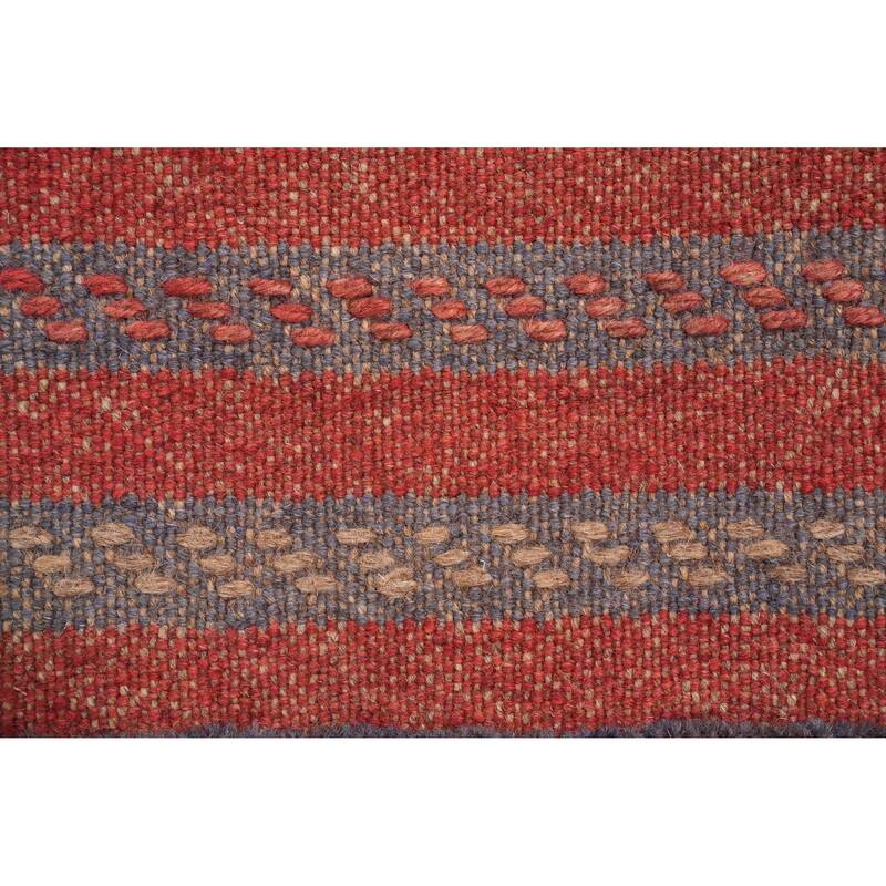 Hand Knotted Oriental 100% Wool Carpet Traditional Tribal Red Balouch Runner Rug - 7' 5'' X 1' 11''