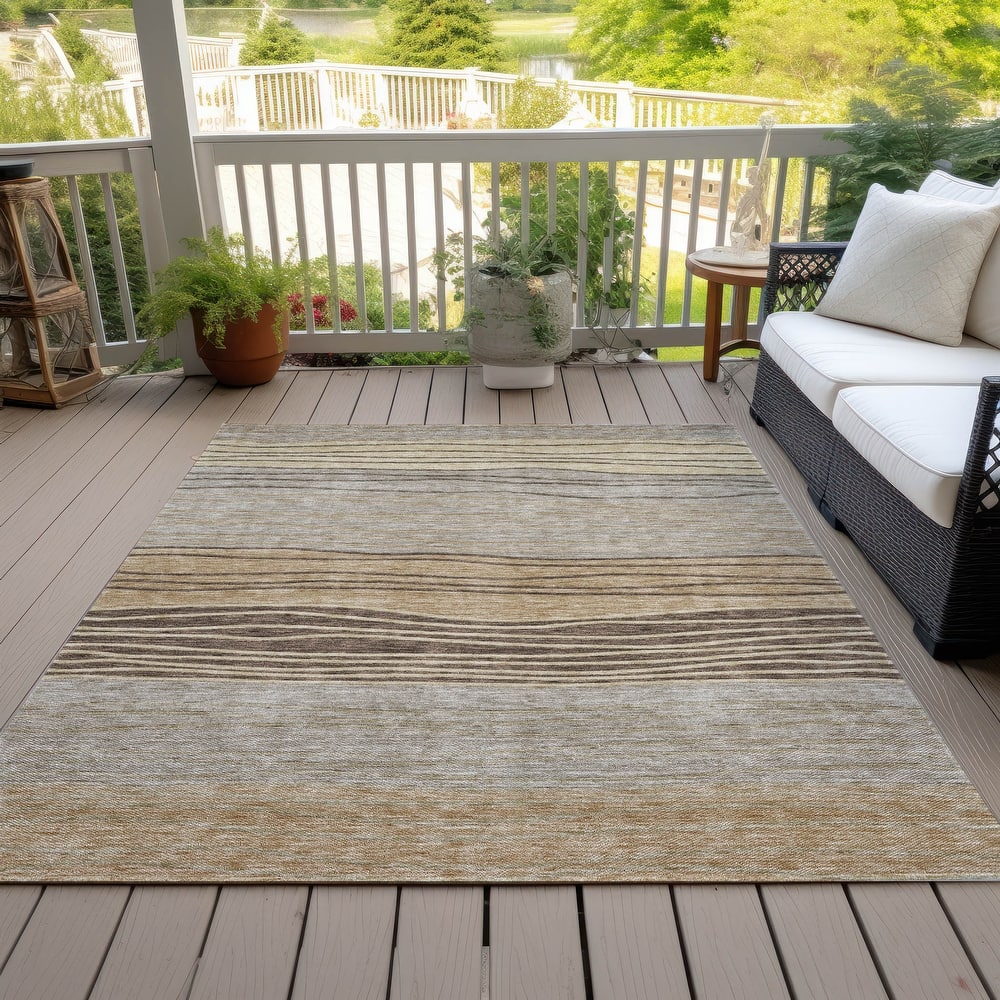 Machine Washable Indoor/ Outdoor Chantille Modern Stripes Rug