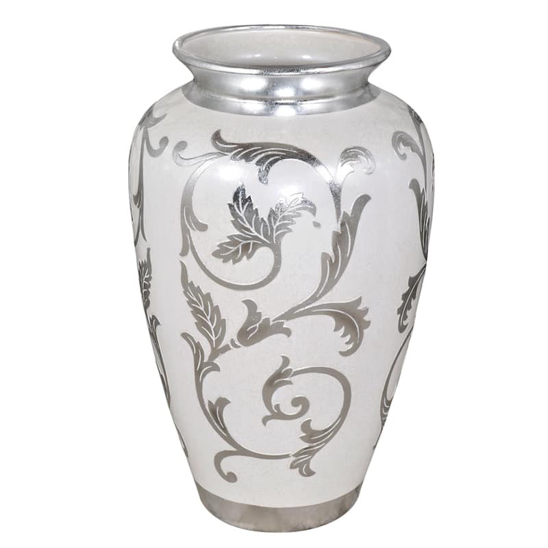 Sophie Silver Antique White Table Vase 18.1 Inches Tall