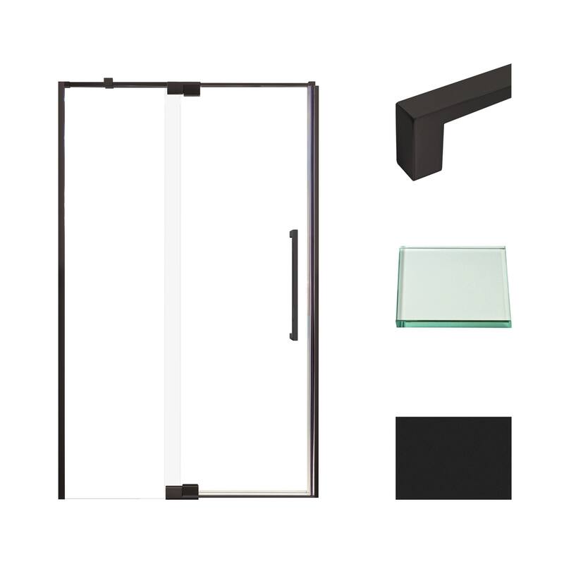 Transolid IPD487610C-S 76" High x 48" Wide Pivot Semi Frameless Shower - Matte Black