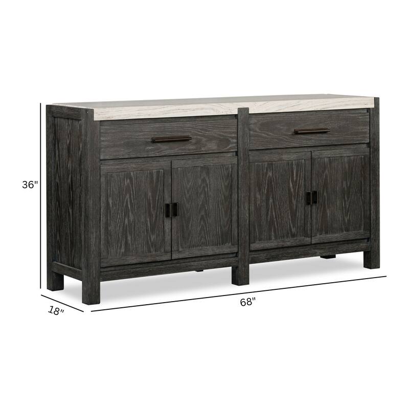 Magnussen Home Plum Creek Ravenwood Black Sideboard - 68''W x 18''D x 36''H