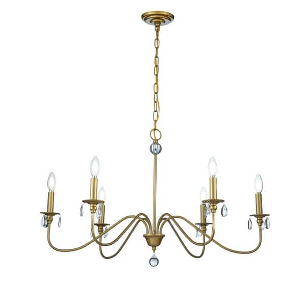 slide 7 of 7, Modern Farmhouse 6-Lights French Country Chandelier For Dining Room - 35 in. Soft Gold